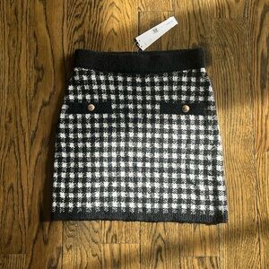 AQUA knit mini skirt checkered NWT